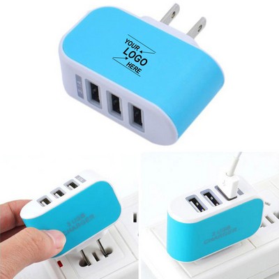 3-Port Multi-Color USB Wall Charger