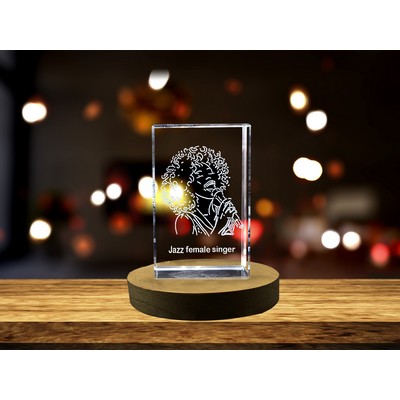 Captivating Jazz Diva | 3D Engraved Crystal Tribute