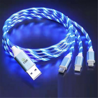 LED Flowing Magnetic Charger Cable 3-in-1 Type C Micro USB