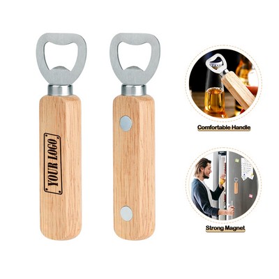 Magnetic Wood Handle Bottle Opener