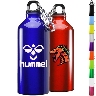 Sporty Aluminum Water Bottle w/ Carabiner 20 oz Bottles