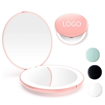 LED Lighted Travel Makeup Mirror 10x Magnification Compacts