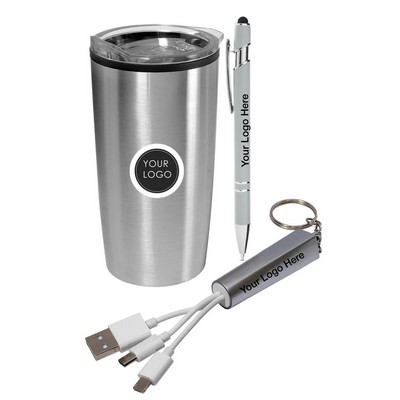 Tumbler, Pen & Charging Cable Gift Set