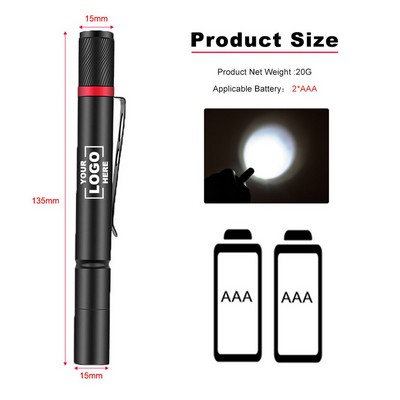 Aluminum LED Flashlight With Pocket Clip