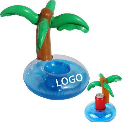 Inflatable Palm Tree Coaster Pool Floats Cup Holders