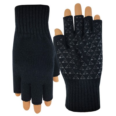 Fingerless Deluxe Knit Gloves with Grip Palm