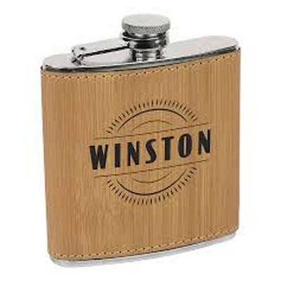 6 Oz. Leather Stainless Steel Flask