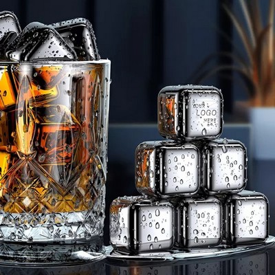 8pcs/set Stainless Steel Ice Cubes Chilling Stones