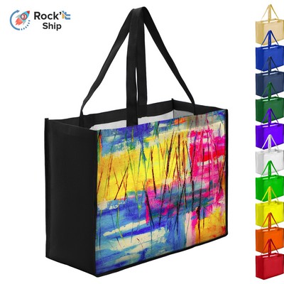 Rock'it 3-Day Sublimated PET Non-Woven Shopping Tote Bag w/ Gusset - 2 Sided