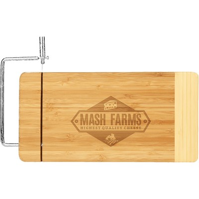 12" x 6" Bamboo Rectangle Cutting Board with Metal Cheese Cutter