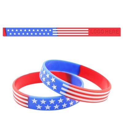 U.S. Flag Debossed Silicone Bracelet