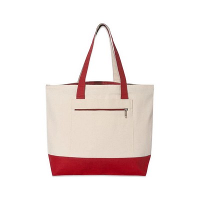 Medium Front Zipper Cotton Boat Tote Bag