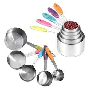 5Pcs Stainless Steel Measuring Cup With Silicone Handle