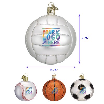 Christmas Ornament Volleyball Glass Blown Ornament for Christmas Tree