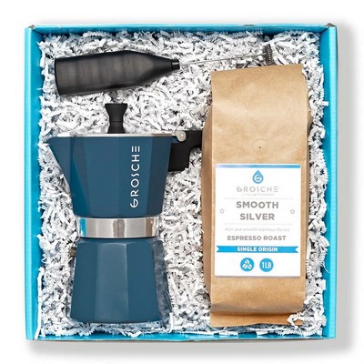 Stovetop Espresso Coffee Gift Basket-MILANO 6cupMoka Pot, EZ Milk Frother,1lb of Smooth Coffee Beans