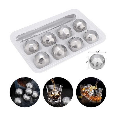 Whiskey Stones Reusable Stainless Steel Chilling Stones with Tong