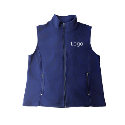 Adult Full Zip Polar Fleece Vest With Zippered Pockets