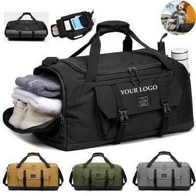 Canvas Duffel Bag with Wet Pocket Shoes Compartment