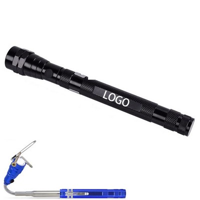 Aluminum Alloy Extendable Magnetic Flashlight w/Telescoping Magnet Pickup Tool