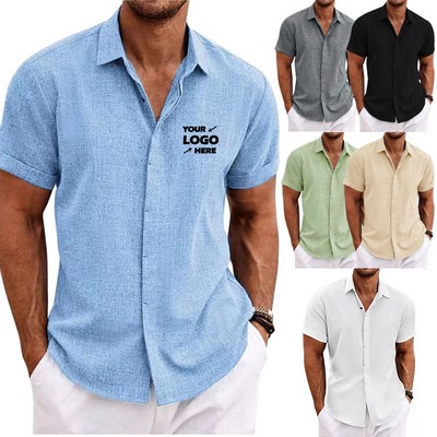 Mens Casual Wrinkle Free Shirts Short Sleeve