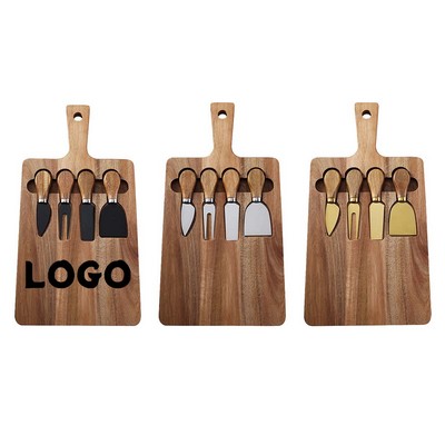 5 Piece Cheese Cutting Board Knife Set