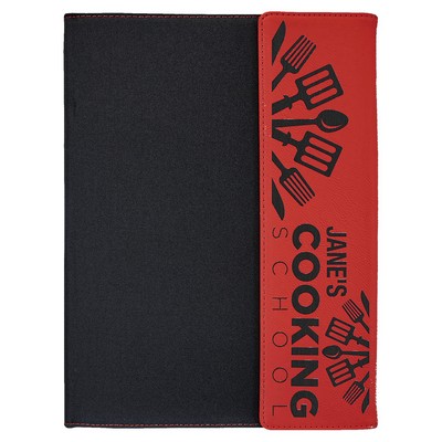 9.5" x 12" Red Leatherette / Black Canvas Portfolio