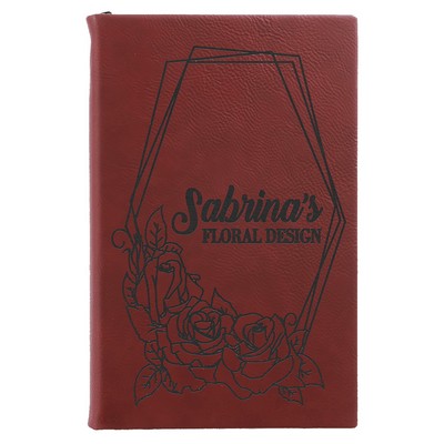 5.25" x 8.25" Rose Leatherette Sketch Book w/Unlined Notepad