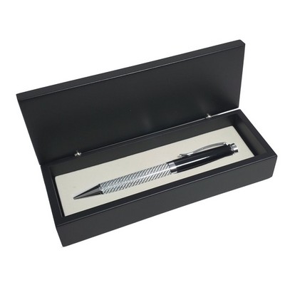 Silver Glass Fiber Finish Ball Pen and Roller Ball Pen Set