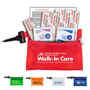 "Parkway" 7 Piece First Aid Kit w/Plastic Carabiner Attachment