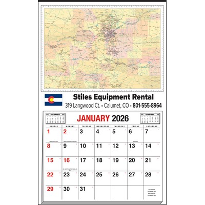 Large Colorado State Map Full Apron Calendar