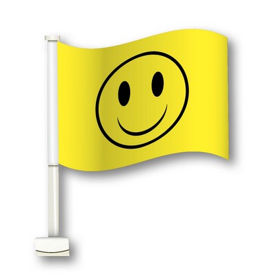 Double-Pane Clip-on Flag w/Pole (Smiley Face)