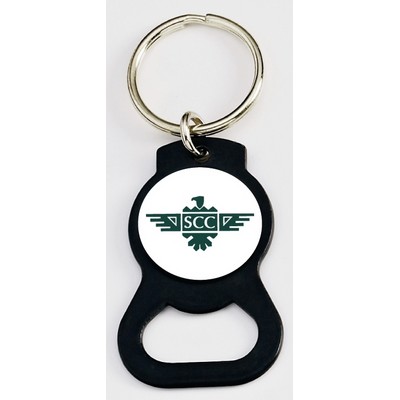 Black Bottle Opener Key Tag with 1" Digital Emblem & Epoxy Dome