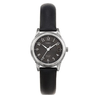 Timex Black/Silver Elevated Classics Dress Mid-Size Watch W/ Black Dial