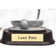 3.5" Golf Theme - Putter and Ball Resin Sculpture Award w/ Oblong Base