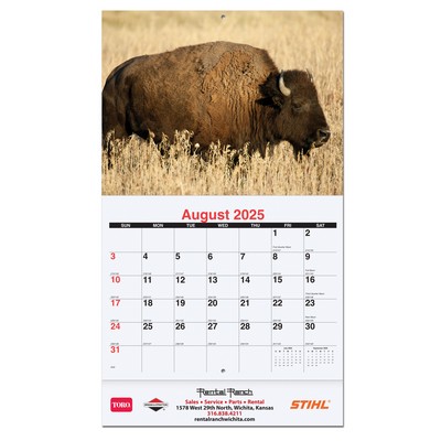 Wildlife Monthly Wall Calendar w/Stapled (10 5/8"x18¼")