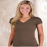 LAT Juniors 4.5 Oz. Longer Length Fine Jersey V-Neck Tee Shirt