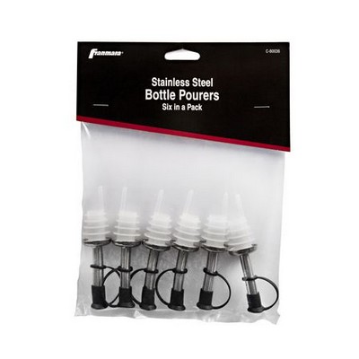 Stainless Steel Bottle Pourer w/Plastic Cork (Set of 6)