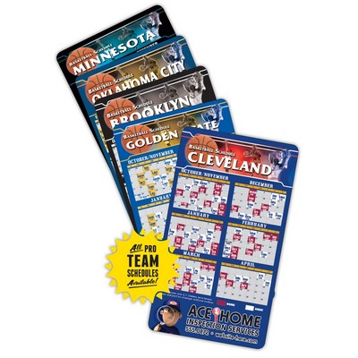 Magnet Sport Schedules - 4x7 Basketball Round Corners - 30 mil.