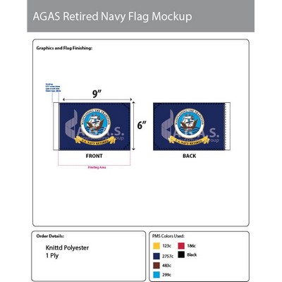 Navy Retired Motorcycle Flags 6x9 inch