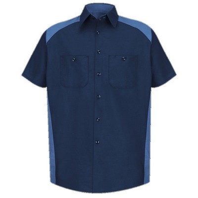 Red Kap™ Men's Short Sleeve Motorsports Shirt - Navy Blue/Postman Blue