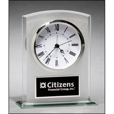 5" x 6 1/4" Glass Clock w/Frosted Top & Polished Edges & Base