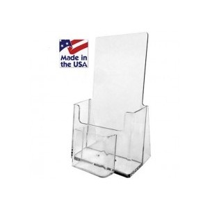 White Tri-Fold Holder w/Vertical Business Pocket (4 1/4"x7 1/4")