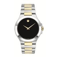 Movado Men's Corporate Exclusive 2 Tone Bracelet Watch w/Black Dial