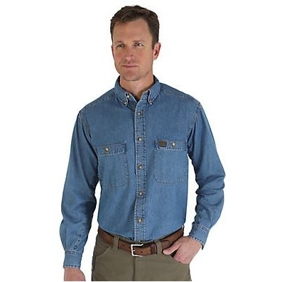 Wrangler® RIGGS Workwear® Men's Antique Blue Long Sleeve Denim Work Shirt