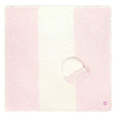 Baby Blanket - Center Stripe w/ Cap - Chenilla Classic™ - Pink / Creme - 30*30