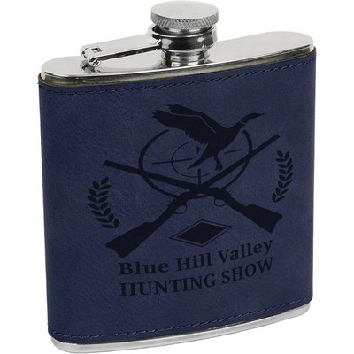 Flasks, 6 oz. Leatherette Wrapped - Blue