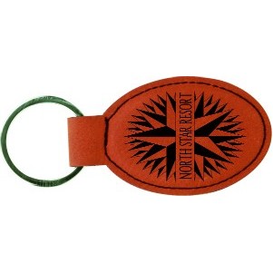 Oval Leatherette Rawhide Keychain (3" x 1.75")