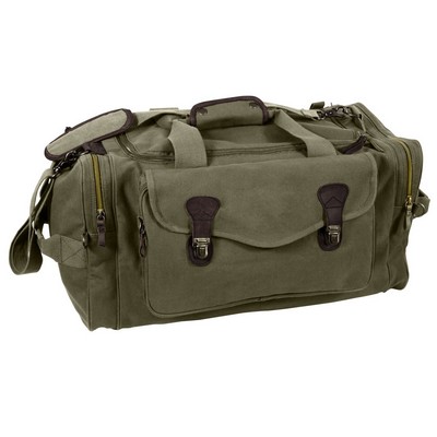 Olive Drab 23" Canvas Weekender Bag w/ Leather Accents