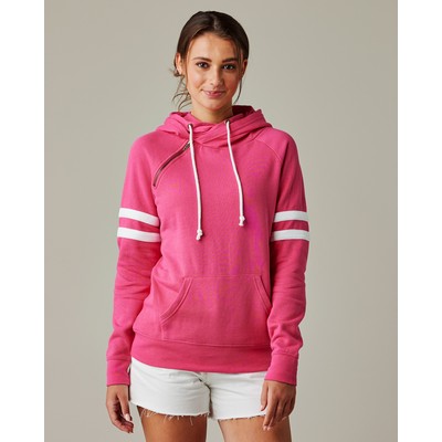 Enza Ladies Varsity Double Hood Pullover