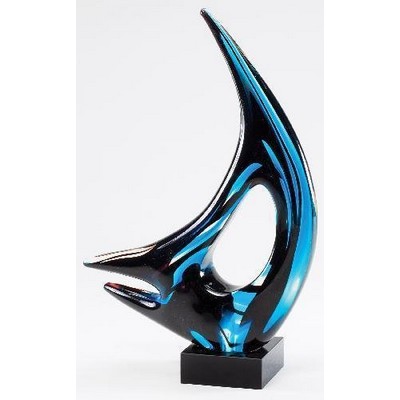 Blue Wave Art Glass Award 11"H